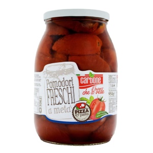 Świeże czerwone pomidory połówki w oleju 1062ml Carbone